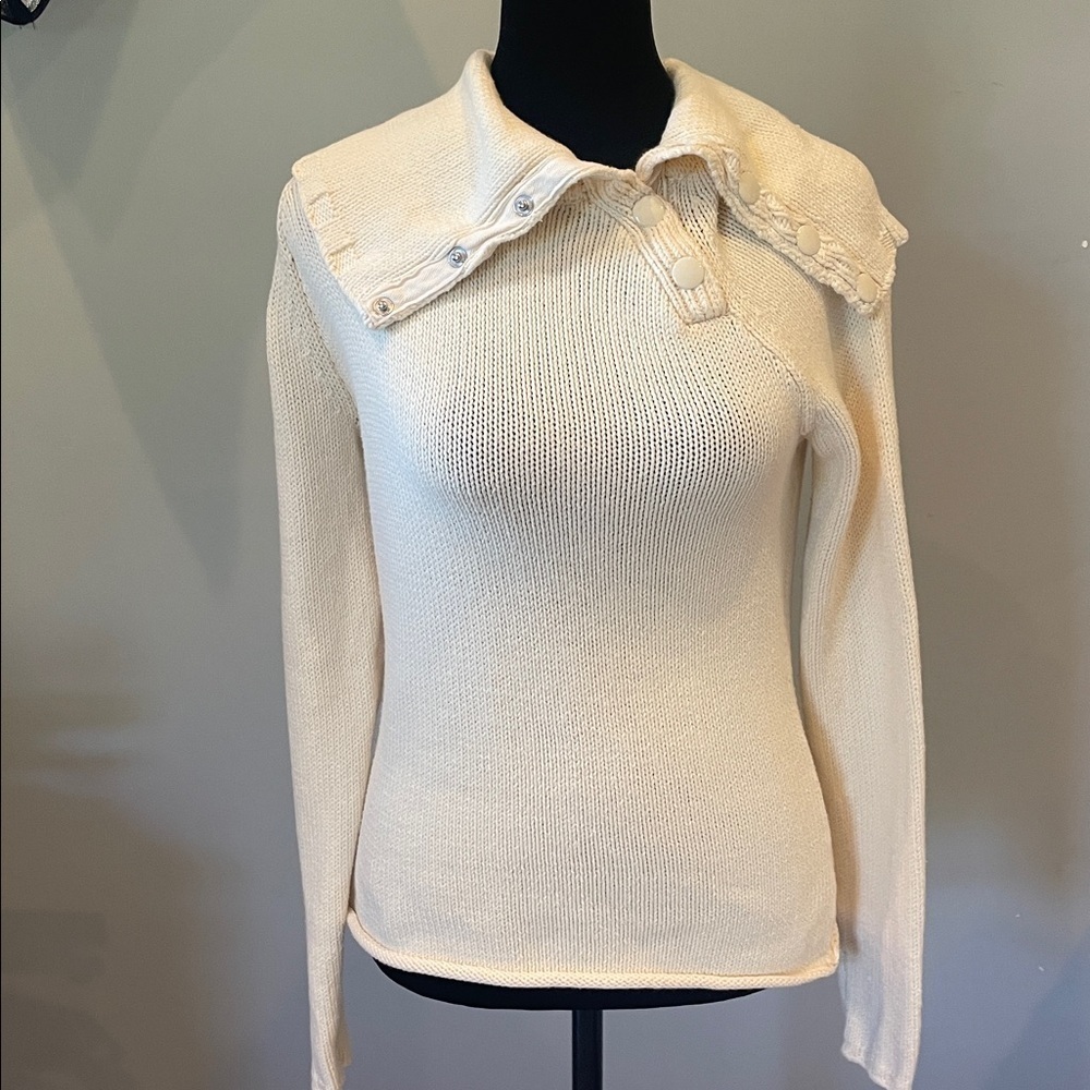 Cream Knit Sweater with Button Detail small